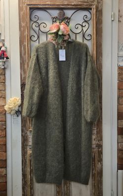 HUG ME Hug Me pitkä neulejakku Vihreä pehmeä mohair kangas pitää sinut lämpimänä