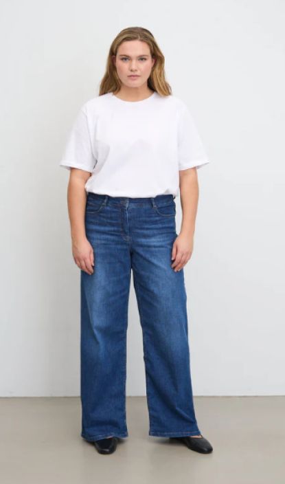 Laurie farkut Carol Loose Washed blue denim rennot ja mukavat leveät farkut tuotekuva 1