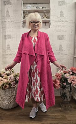 THING pellavajakku 6948 Lotus pinkki tyylikäs malli aaltoilevalla etuosalla