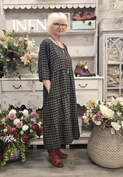 THING mekko 7324 Anthracite tummanharmaa ruutukuosi todella pehmeä kangas tuotekuva 2 THING mekko 7324 Anthracite tummanharmaa ruutukuosi todella pehmeä kangas tuotekuva 2