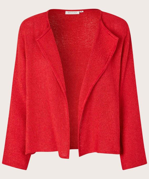 MASAI neulejakku Julitta Scarlet Sage ihana punainen klassikko malli ja laatu tuotekuva 4