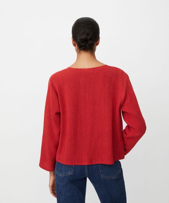 MASAI neulejakku Julitta Scarlet Sage ihana punainen klassikko malli ja laatu tuotekuva 3