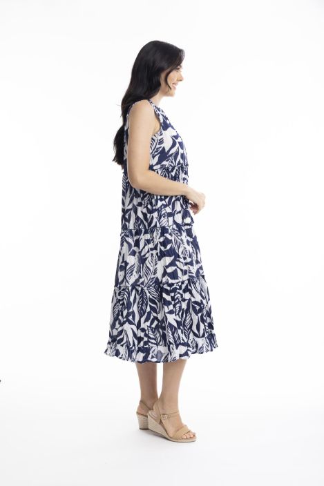 Orientique mekko 40060 Hayman navy tummansininen kaunis lehtikuosi tuotekuva 2