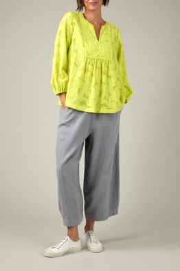 Sahara paita JFT6213 Etched floral Lime/lemon kaunis kukkakuosi