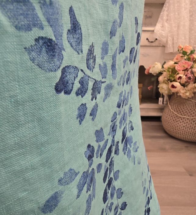 Blueberry mekko 9727 Aqua sininen pohja kaunis sininen lehtikuosi tuotekuva 6