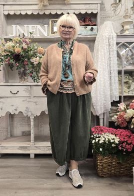 MARTA DU CHÂTEAU Marta du Château leveä vakosametti housuhame 256243 Mili vihreä yhdenkoon näyttävä