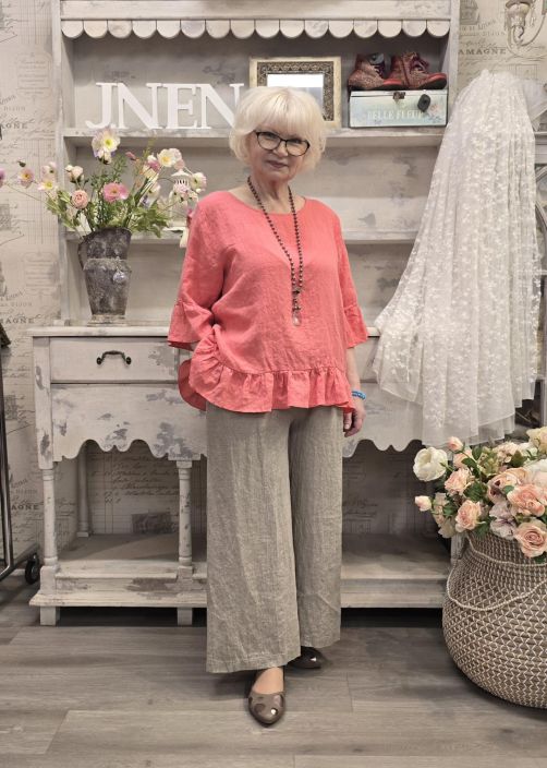 THING pellavapusero 7233 Light Faded Rose Koralli Mukava ja suloinen malli tuotekuva 2