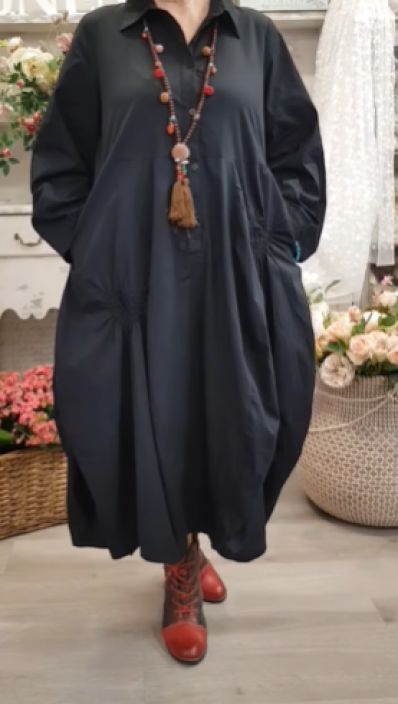 NOEN mekko 88589 Musta  näyttävä malli kauniilla ompeleilla ohuesta puuvillasta tuotekuva 1