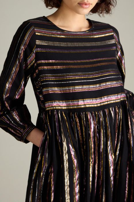 Sahara mekko GRD6626 Musta/Lurex Multi stripe tyylikkäät moniväriset raidat tuotekuva 1