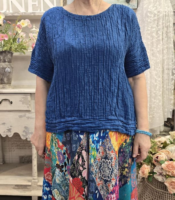 Grizas paita 52730 Sininen tyylikäs takaa pidempi malli pehmeästä silkki/pellavasta tuotekuva 4