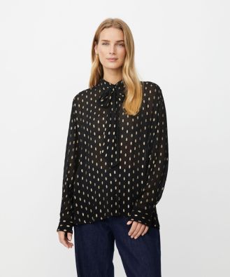 MASAI MASAI paita Inoria Musta kultaiset täplät juhlava läpikuultava malli