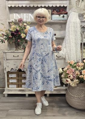 BLUEBERRY Blueberry mekko 9727 Silver harmaa kaunis sininen lehtikuosi