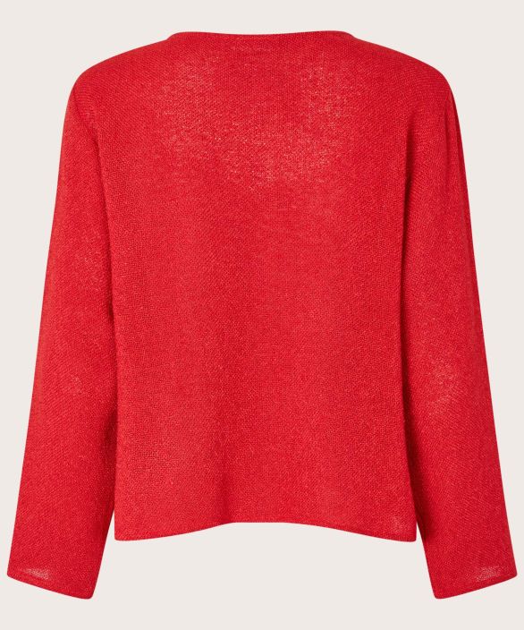 MASAI neulejakku Julitta Scarlet Sage ihana punainen klassikko malli ja laatu tuotekuva 5