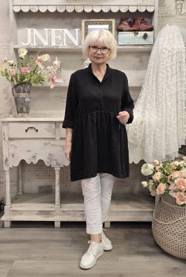 GRIZAS Grizas pellavatunika 52762 Musta tyylikäs ja romanttinen malli