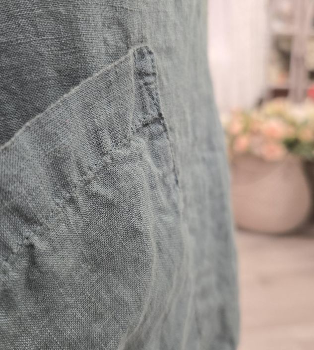 Grizas pellavatunika 5134 (624) Sinivihreä uniikki epätasainen helma todella pehmeä tuotekuva 7