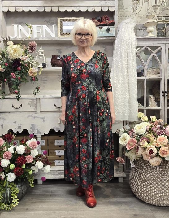Aino mekko Filippa Clematis kukkakuosi joustava viskoosi tekstuurilla tuotekuva 4
