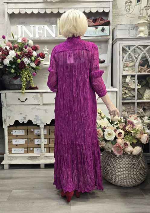 NOEN mekko 88645 Fuksia rypytetty kangas kukilla tuotekuva 5 NOEN mekko 88645 Fuksia rypytetty kangas kukilla tuotekuva 5
