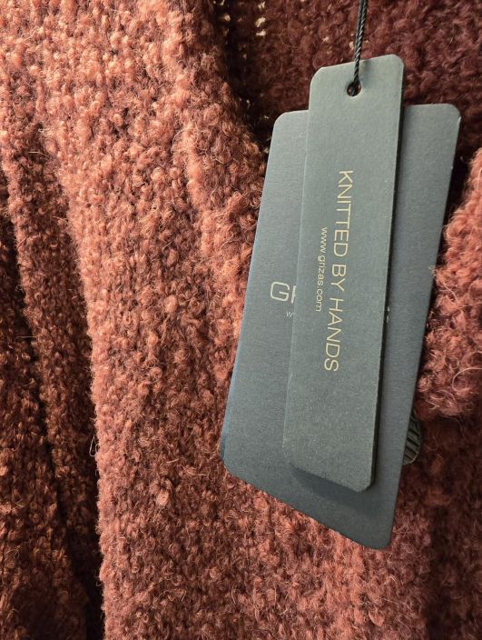 Grizas buklee neulejakku 6668 Terracotta ihana teddykangasmainen kudos KÄSINTEHTY tuotekuva 1