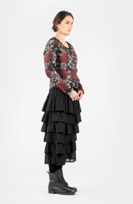 Olars Ulla paita/jakku Juva flowers ihastuttava kukkakuosi sekä malli tuotekuva 1