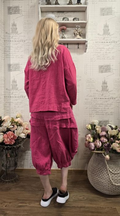 THING pellavahousut  6932 Lotus pinkki Ihana malli uniikeilla leikkauksilla tuotekuva 5