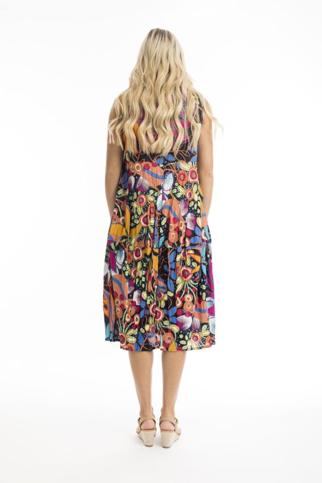 Orientique mekko 61675 Copacabana mustalla pohjalla kasvillinen kuosi tuotekuva 5