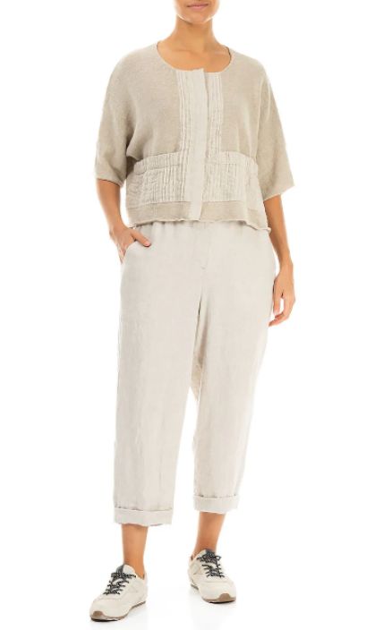 Grizas pellavahousut 3713 Natural pellava Vyötäröllä resori takaamassa istuvuuden tuotekuva 4