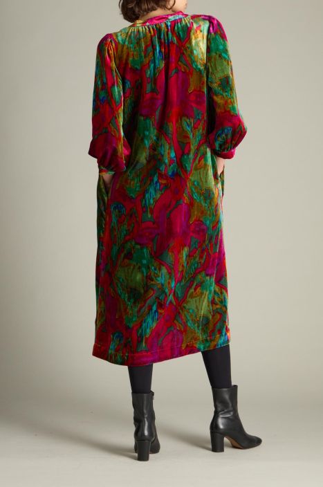 Sahara mekko TKD6589 Velvet Botanicais samettinen mekko syksyn väreissä tuotekuva 3