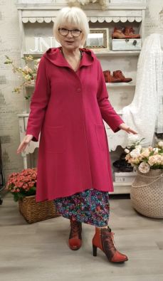 NOEN NOEN neulejakku 87150 Fuksia näyttävä hupullinen malli viskoosi/villa