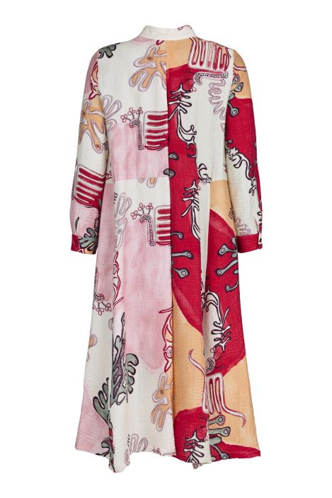 NOEN mekko 88623 Punainen tilava malli abstraktilla kuosilla tuotekuva 1