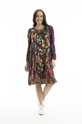 ORIENTIQUE Orientique mekko 71555 Jungle digital värikäs kuosi mukavasta rayonista (viskoosi)