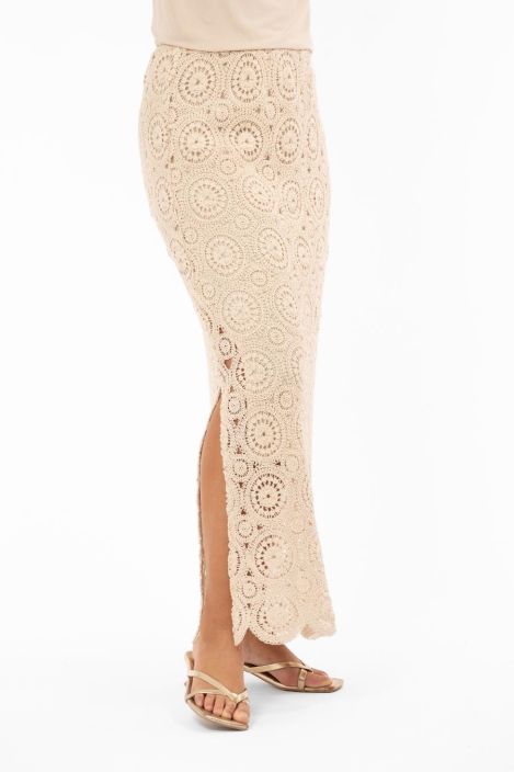 Capri Collection hame Freya Cream ihana romanttinen virkkaus alushameella tuotekuva 3