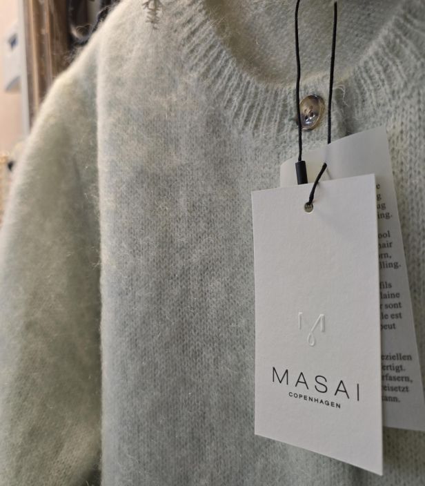 MASAI neulejakku Lavi Sea Foam mintunvihreä suora tyylikäs neulos tuotekuva 2 MASAI neulejakku Lavi Sea Foam mintunvihreä suora tyylikäs neulos tuotekuva 2