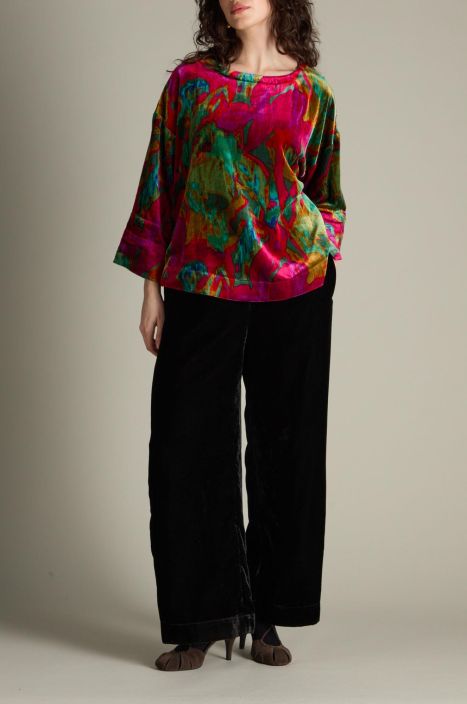 Sahara paita TKT6590 Velvet Blurred Botanicals Multi ihanat syksyn värit sametissa tuotekuva 1