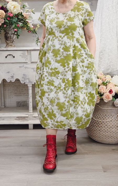 THING mekko 7215 Olive kaunis vihreä hento kukkakuosi tuotekuva 1